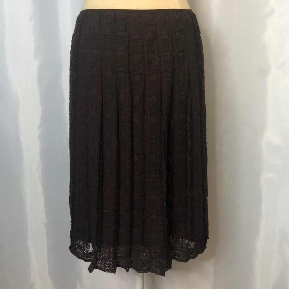 Max Studio Lace Pleaded Brown Skirt Size XS